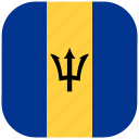 barbados, country, flag, national, rounded, square