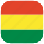 bolivia, civil, country, flag, national, rounded, square 