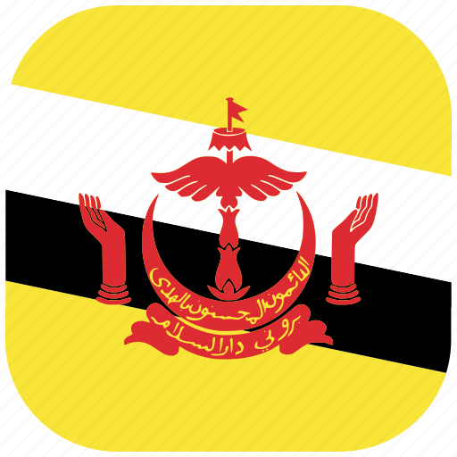 Brunei, country, flag, national, rounded, square icon - Download on Iconfinder