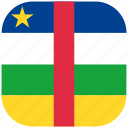 african, central, flag, national, republic, rounded, square