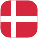 country, denmark, flag, national, rounded, square