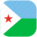 country, djibouti, flag, national, rounded, square