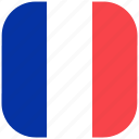 country, flag, france, national, rounded, square