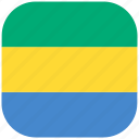 country, flag, gabon, national, rounded, square