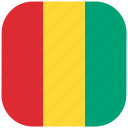 country, flag, guinea, national, rounded, square