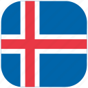 country, flag, iceland, national, rounded, square