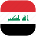 country, flag, iraq, national, rounded, square