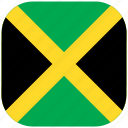 country, flag, jamaica, national, rounded, square