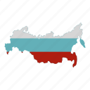 cartography, flag, nation, national, russia map, shape, travel