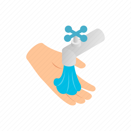 Care, faucet, hand, idrop, isometric, tap, water icon - Download on Iconfinder