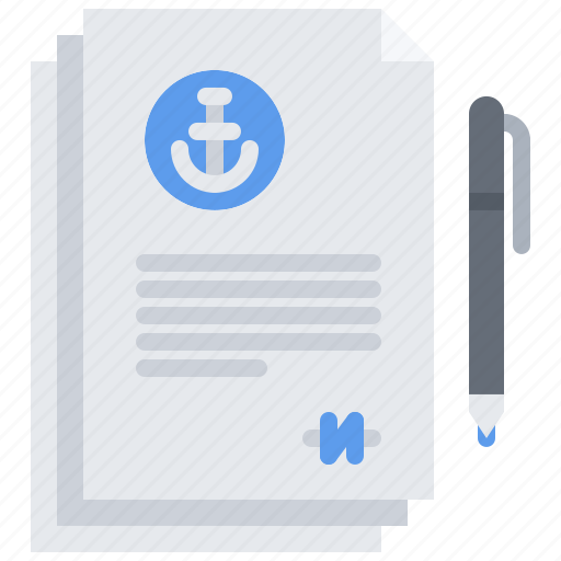 Contract, document, pen, signature, anchor, sailor, sailing icon - Download on Iconfinder