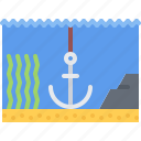 anchor, bottom, water, stone, algae, sailor, sailing
