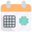 calendar, st patrick, saint patrick, clover, celebration, time and date 