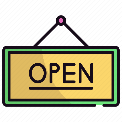 Open, sign, door, notice, board sign icon - Download on Iconfinder