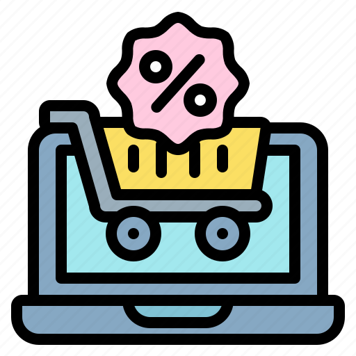 Discount, shopping, cart, labtop, online icon - Download on Iconfinder