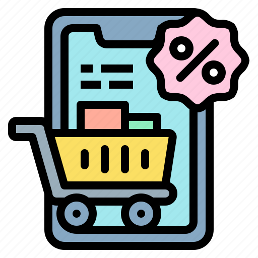 Mobile, shopping, cart, online, discount, sales icon - Download on Iconfinder