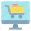 computer, online, shopping, ecommerce, cart 