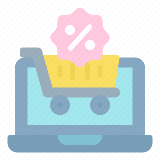 Discount, shopping, cart, labtop, online icon - Download on Iconfinder