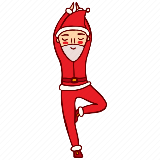 Yoga, tree, pose, christmas, santa, xmas, santa claus icon - Download on Iconfinder