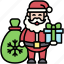 santa, christmas, gift, december, celebration, xmas, gift bag 