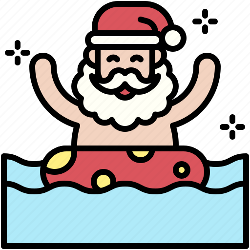 Santa, christmas, celebration, xmas, swim icon - Download on Iconfinder