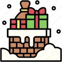 santa, christmas, gift, december, celebration, xmas, chimney