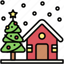 santa, christmas, celebration, xmas, house, christmas tree