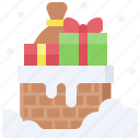 christmas, gift, december, celebration, xmas, chimney, gift box