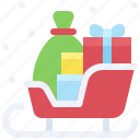 santa, christmas, gift, december, celebration, xmas, sledge, gift box