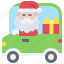 santa, christmas, gift, december, celebration, xmas, car, vehicle 