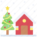 santa, christmas, gift, december, celebration, xmas, house, christmas tree