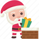santa, christmas, xmas, festival, santa claus, gift box, gift, chimney