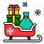 christmas, gift, gift box, present, sled, sledge, xmas 