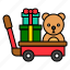 cart, christmas, doll, gift, gift box, present, xmas 