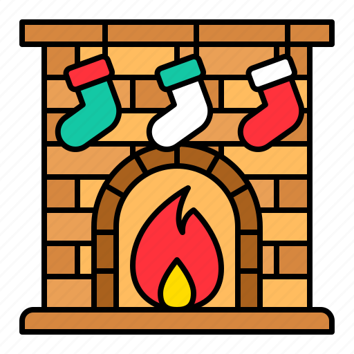 Christmas, fire, fireplace, sock, xmas icon - Download on Iconfinder