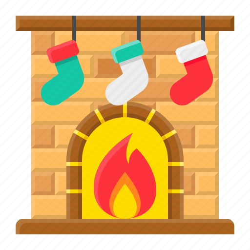 Christmas, fire, fireplace, santa, sock, xmas icon - Download on Iconfinder