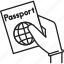 hand, passport, save, travel 