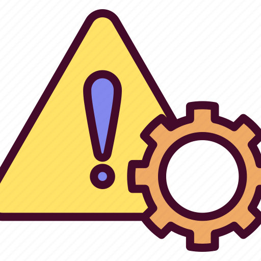 Caution, risk, danger, signaling, settings, gear, warning icon - Download on Iconfinder