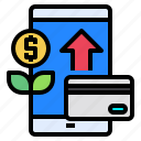 arrow, card, credit, growth, mobile, phone, up