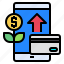 arrow, card, credit, growth, mobile, phone, up 