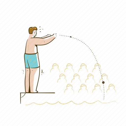 Crowd, surfing, jump, water, man, swimming, sport illustration - Download on Iconfinder