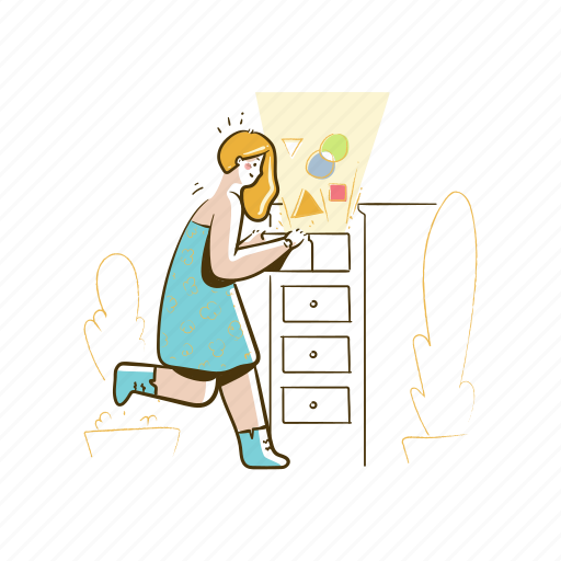 Drawer, cupboard, woman, shapes, shape illustration - Download on Iconfinder
