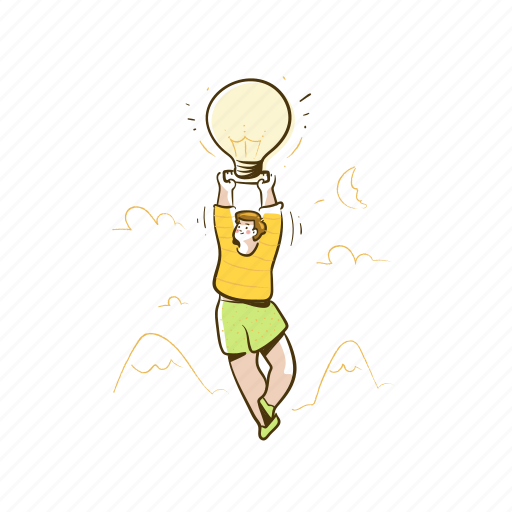 Lightbulb, thought, idea, innovation, man illustration - Download on Iconfinder