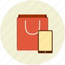 bag, buy online, shopping, tablet 