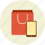 bag, buy online, shopping, tablet 
