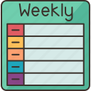 weekly, plan, assignment, work, table