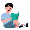 boy, reading, book, literature, happy, school, education, learning