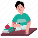 boy, studying, write, note, book, learning, study, school, education