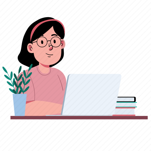 Learning, laptop, study, school, education, collage, girl icon - Download on Iconfinder