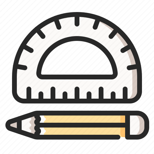 Angle, geometry, measure, pencil, protractor icon - Download on Iconfinder
